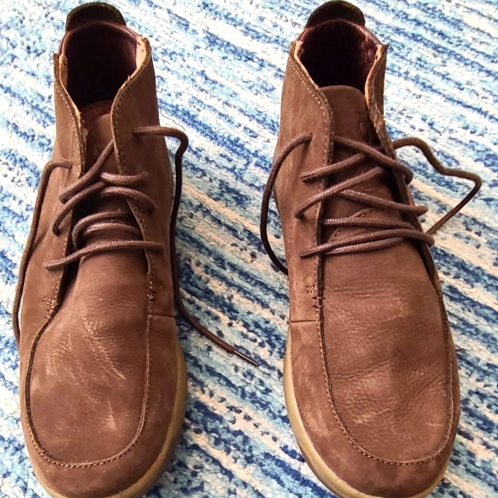 OluKai Brown Chukka Boots with Moccasin Toe and Suede Finish-Very Good Condition